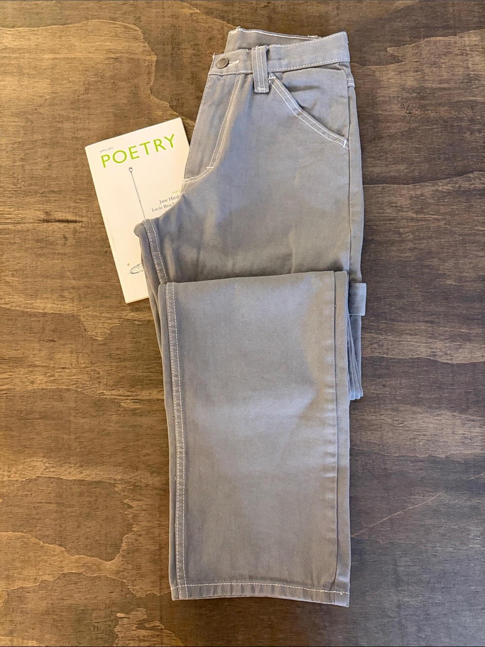 Brandy Melville Light Gray Straight-Leg Jeans